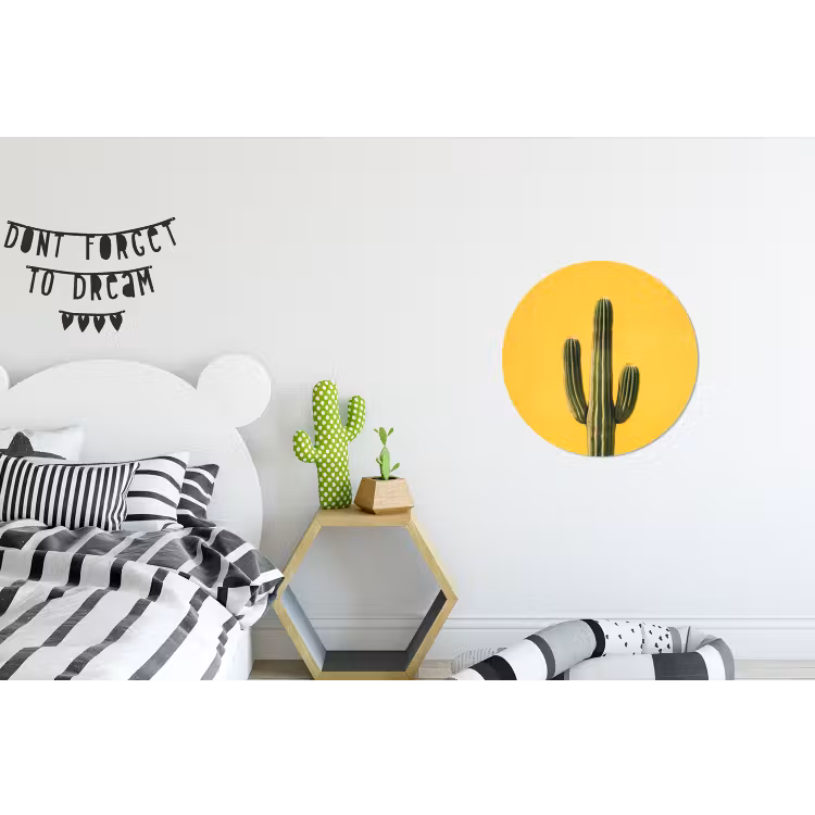 Cactus - Groen - Minimalistisch Wandcirkel aluminium klein -kinderkamer