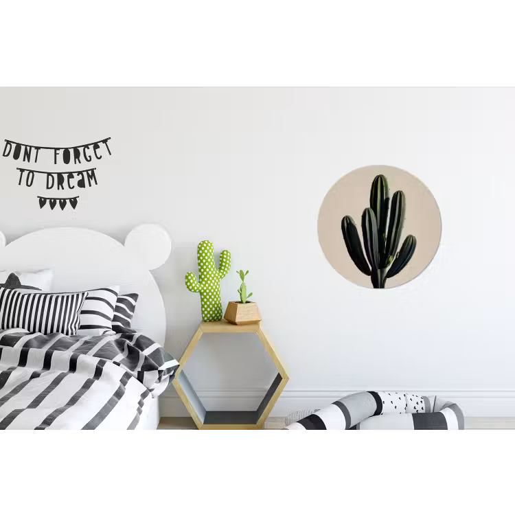 Cactus - Subtiel - Groen Wandcirkel aluminium klein -kinderkamer