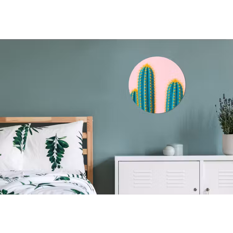 Cactussen - Modern - Pastel Wandcirkel aluminium klein -slaapkamer