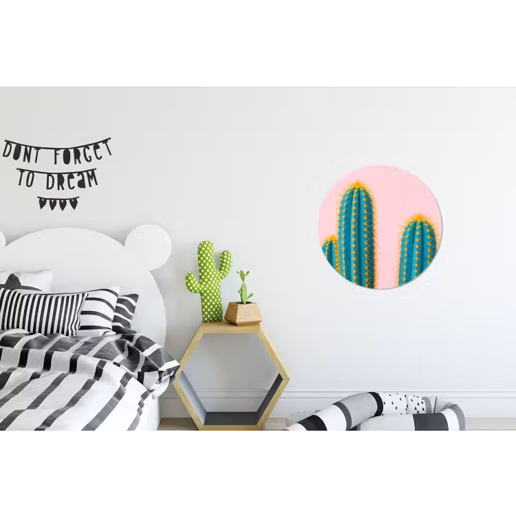 Cactussen - Modern - Pastel Wandcirkel aluminium klein -kinderkamer