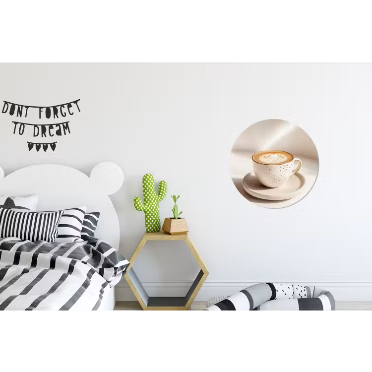 Cappuccino - Schuim - Schotel - Beige Wandcirkel aluminium klein -kinderkamer