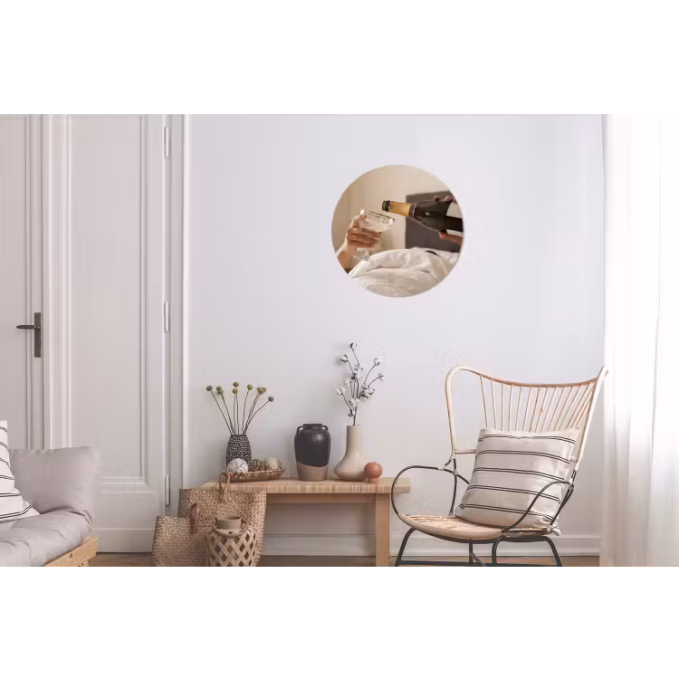 Champagne - Bed - Bubbels Wandcirkel aluminium klein -woonkamer