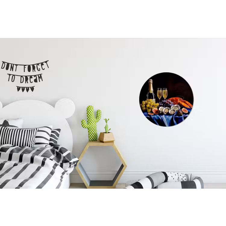Champagne - Luxe - Oesters Wandcirkel aluminium klein -kinderkamer