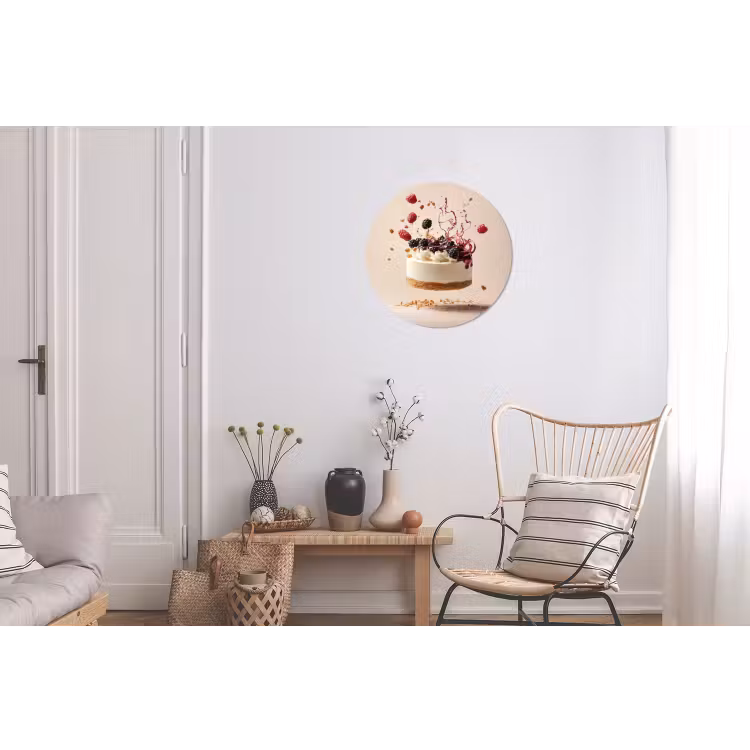 Cheesecake - Eten - Roze - Taart Wandcirkel aluminium klein -woonkamer