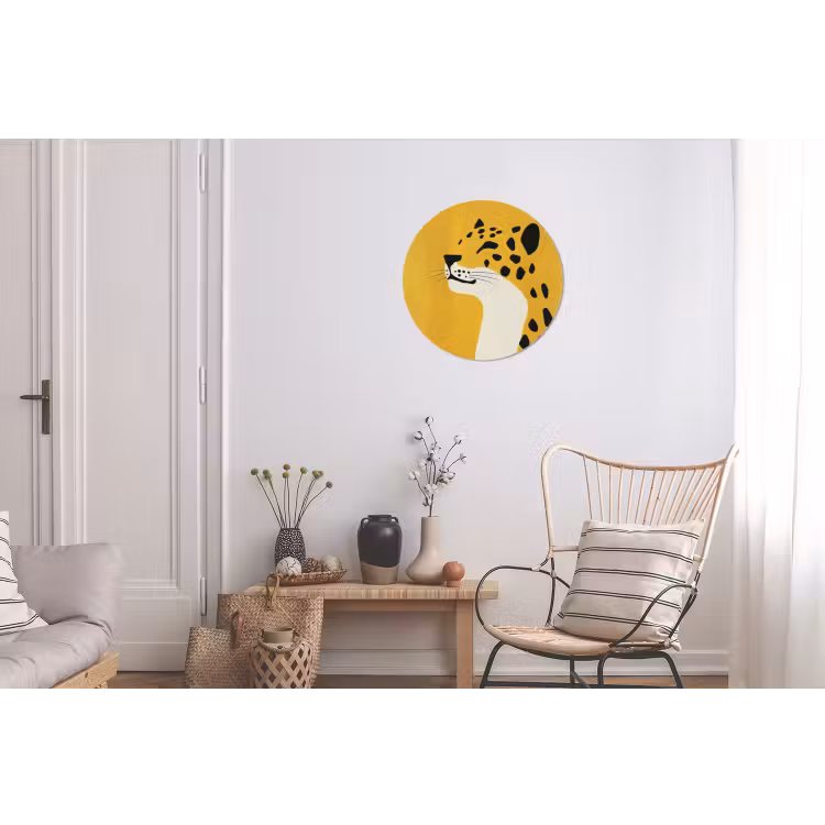 Cheetah - Illustratie - Geel Wandcirkel aluminium klein -woonkamer