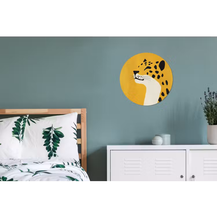 Cheetah - Illustratie - Geel Wandcirkel aluminium klein -slaapkamer