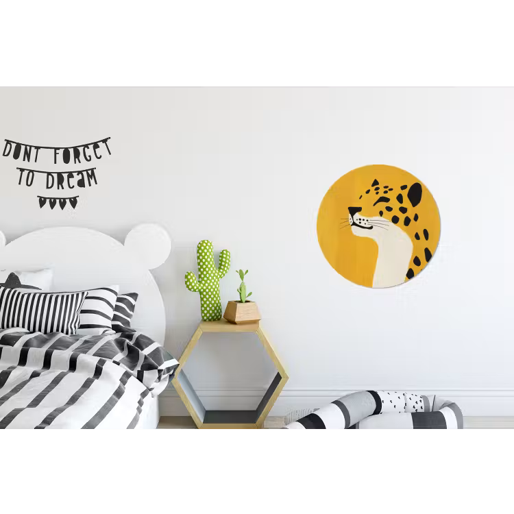 Cheetah - Illustratie - Geel Wandcirkel aluminium klein -kinderkamer