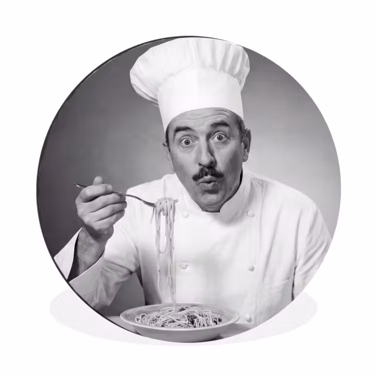 Chef - Spaghetti - Pasta Wandcirkel aluminium klein -3d
