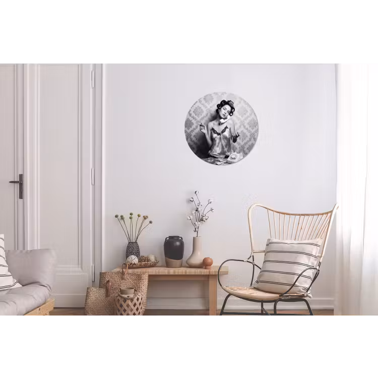 Chic - Vrouw - Zwart - Wit Wandcirkel aluminium klein -woonkamer