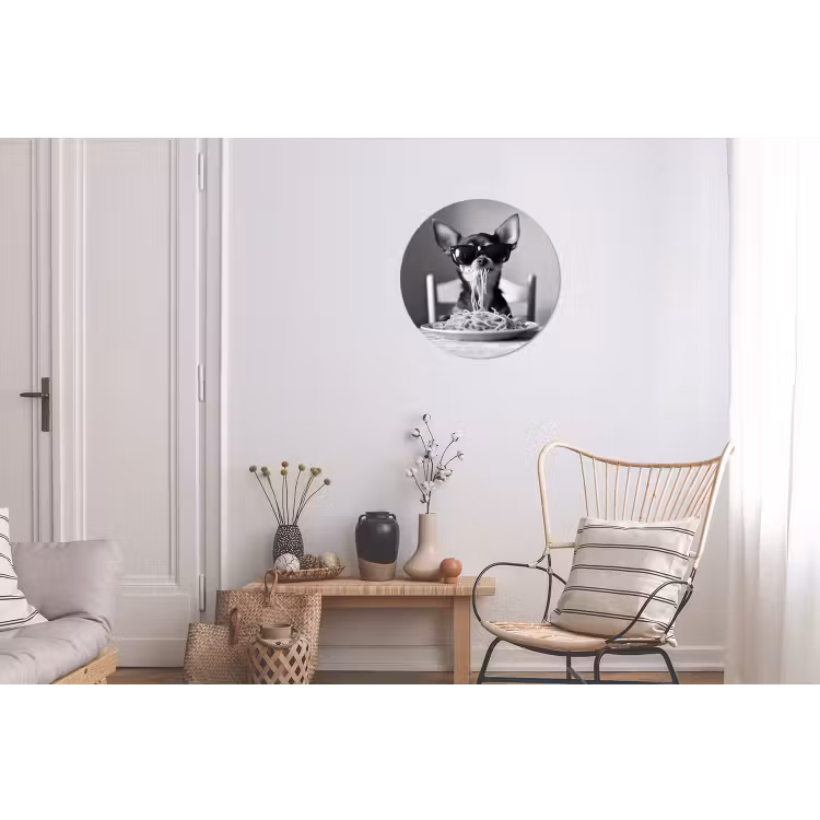 Chihuahua - Hond - Zonnebril - Humoristisch - Zwart - Wit - Spaghetti Wandcirkel aluminium klein -woonkamer