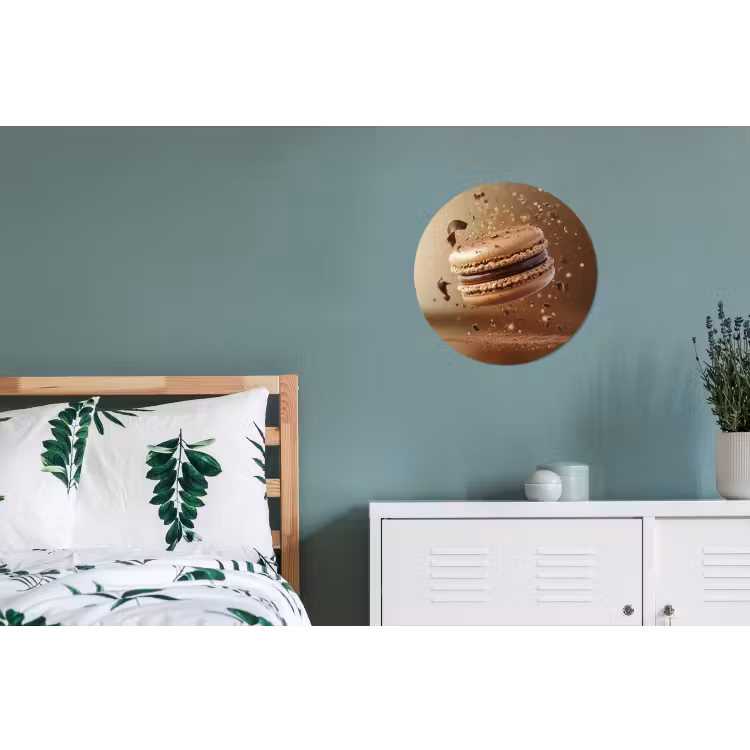 Chocolade - Macarons - Eten - Snoep Wandcirkel aluminium klein -slaapkamer