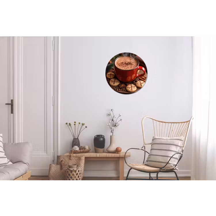 Chocolademelk - Mok - Winter - Kerst - Gezelligheid Wandcirkel aluminium klein -woonkamer