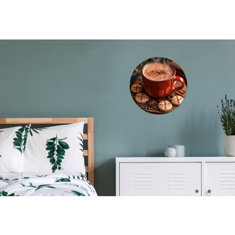 Chocolademelk - Mok - Winter - Kerst - Gezelligheid Wandcirkel aluminium klein -slaapkamer