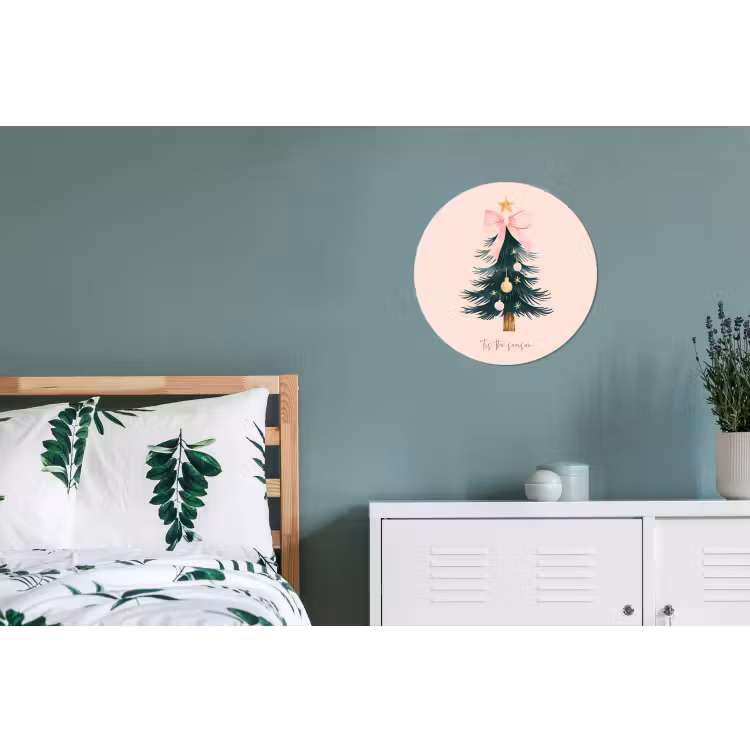Christmas Season - Kerst - Kerstboom - Roze Wandcirkel aluminium klein -slaapkamer
