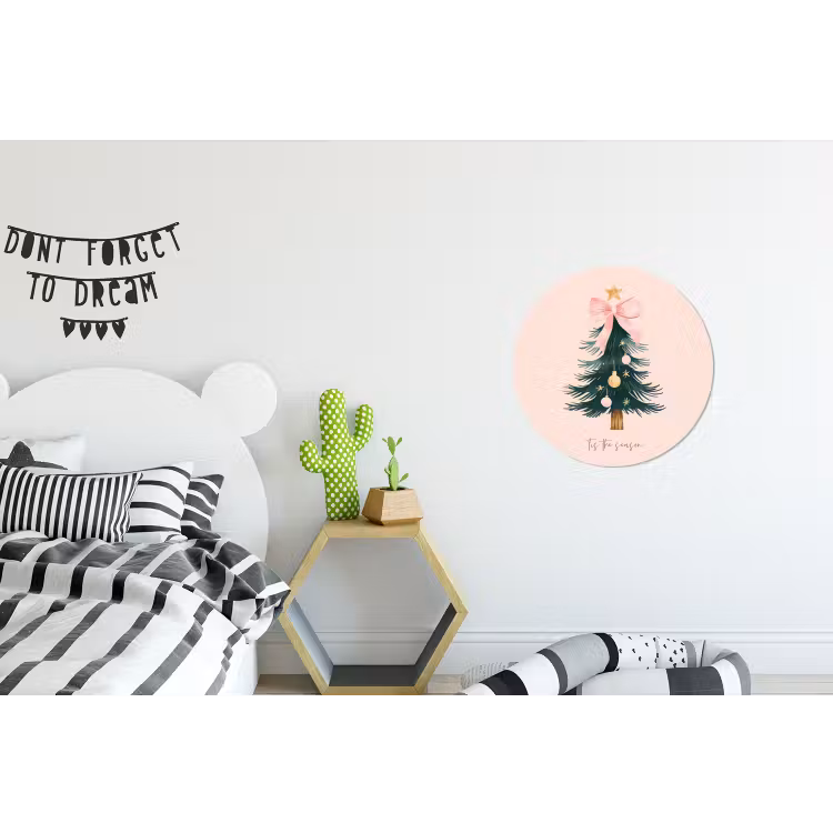 Christmas Season - Kerst - Kerstboom - Roze Wandcirkel aluminium klein -kinderkamer
