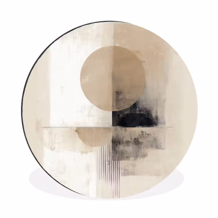 Cirkel - Compositie - Diepte - Beige Wandcirkel aluminium klein -3d