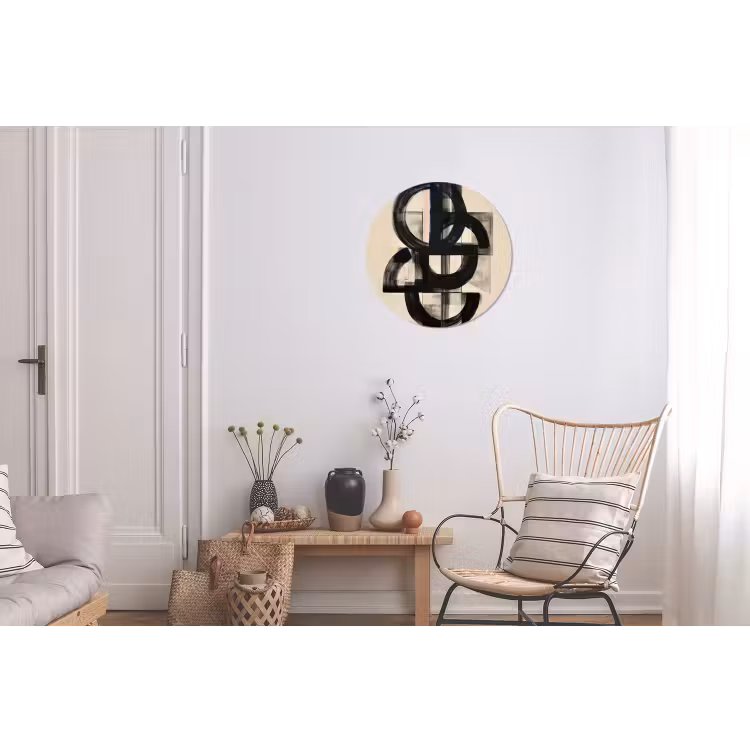 Cirkels - Lijnen - Vormen - Zwart Wandcirkel aluminium klein -woonkamer