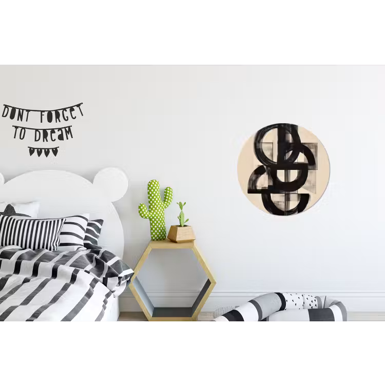 Cirkels - Lijnen - Vormen - Zwart Wandcirkel aluminium klein -kinderkamer