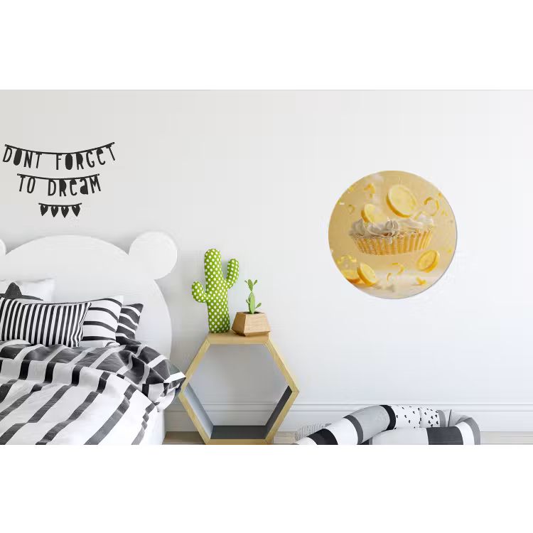 Citroen - Taart - Eten - Geel Wandcirkel aluminium klein -kinderkamer