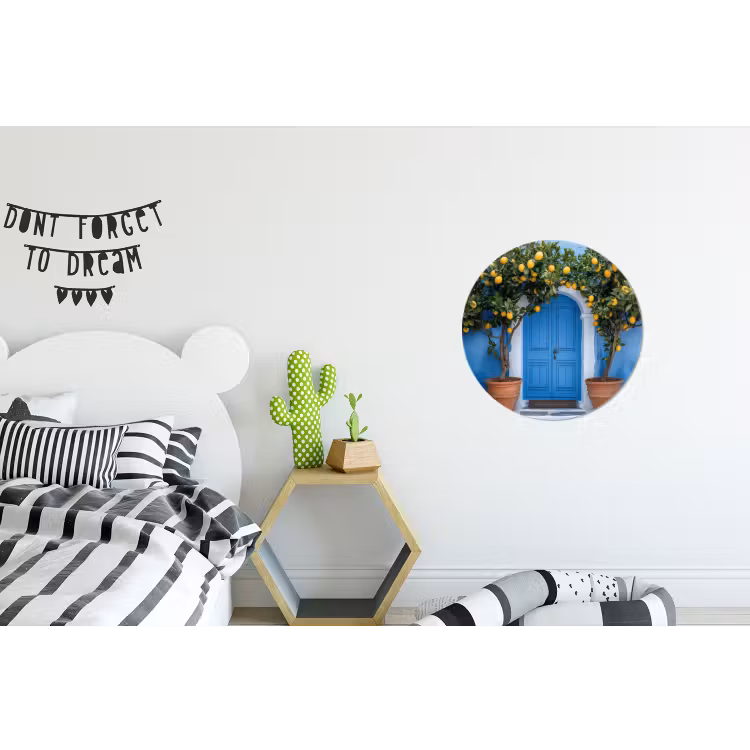 Citroenbomen - Geel - Deur - Potten Wandcirkel aluminium klein -kinderkamer