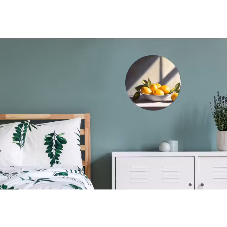 Citroenen - Stilleven - Geel Wandcirkel aluminium klein -slaapkamer