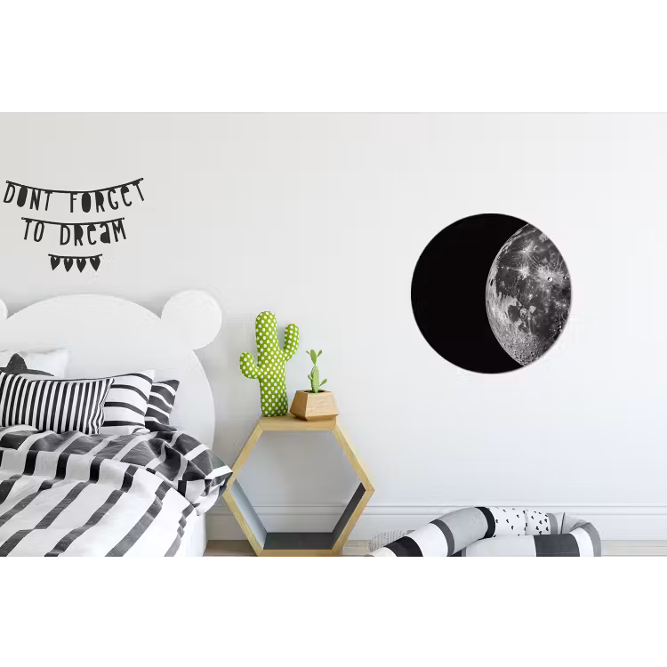 Close-up - Maan - Wit - Textuur Wandcirkel aluminium klein -kinderkamer