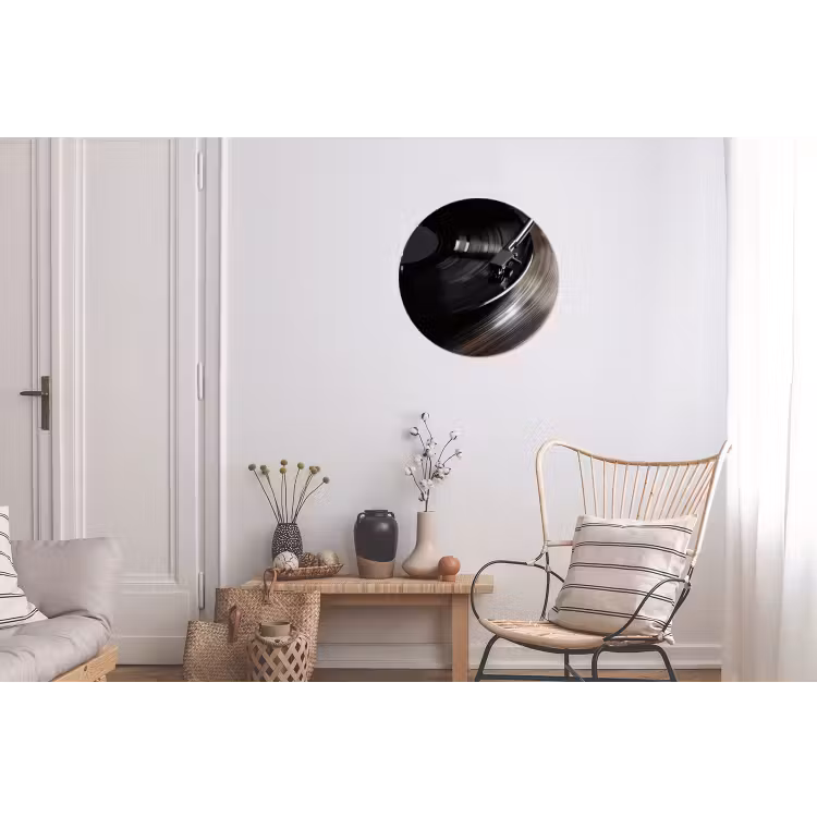 Close-up - Vinylplaat - Platenspeler - Zwart Wandcirkel aluminium klein -woonkamer