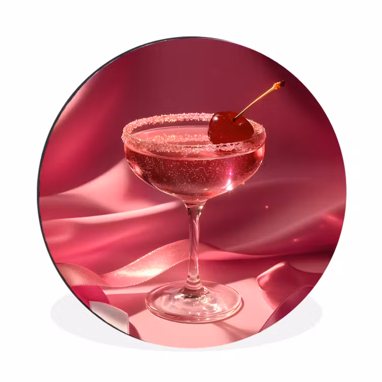 Cocktail - Pink - Luxe Wandcirkel aluminium klein -3d