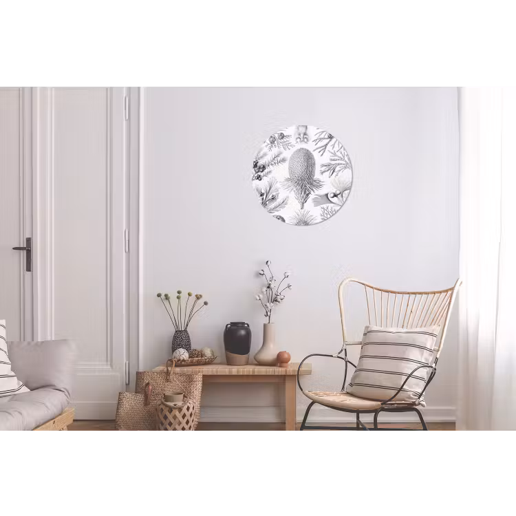 Tuinposter zwart wit - Ernst Haeckel - Kunst - Retro - Tuin Wandcirkel aluminium klein -woonkamer