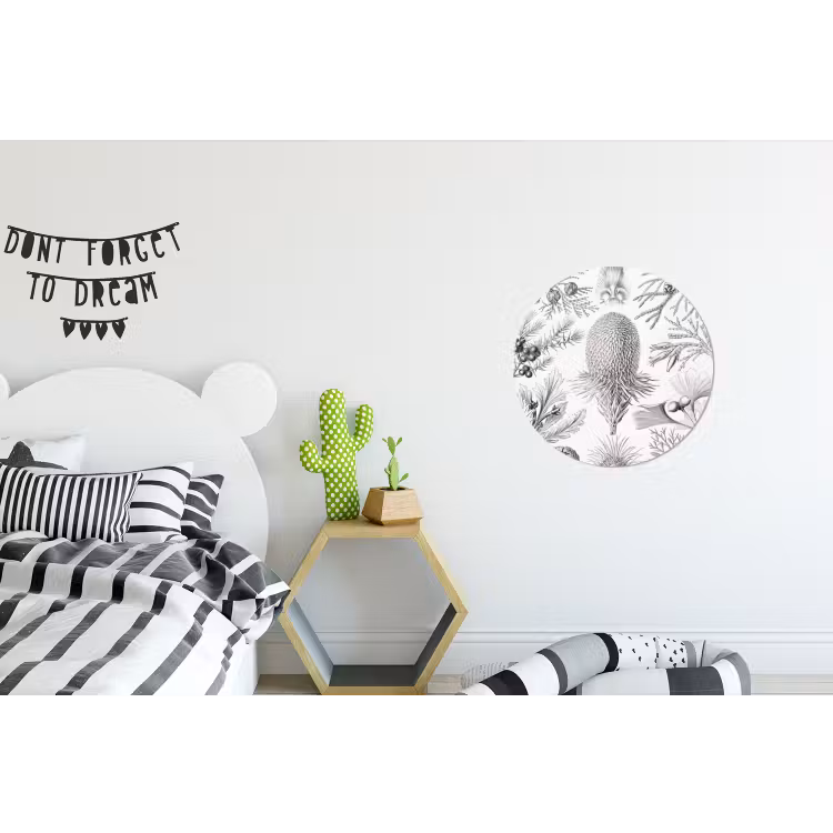 Tuinposter zwart wit - Ernst Haeckel - Kunst - Retro - Tuin Wandcirkel aluminium klein -kinderkamer