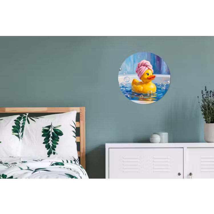 Creatief - Badeend - Kleurrijk Wandcirkel aluminium klein -slaapkamer