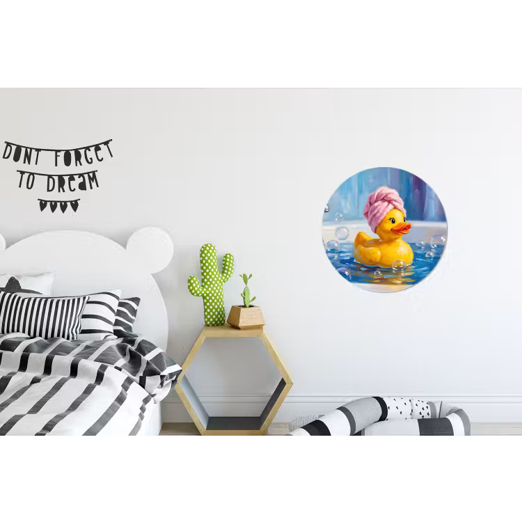 Creatief - Badeend - Kleurrijk Wandcirkel aluminium klein -kinderkamer