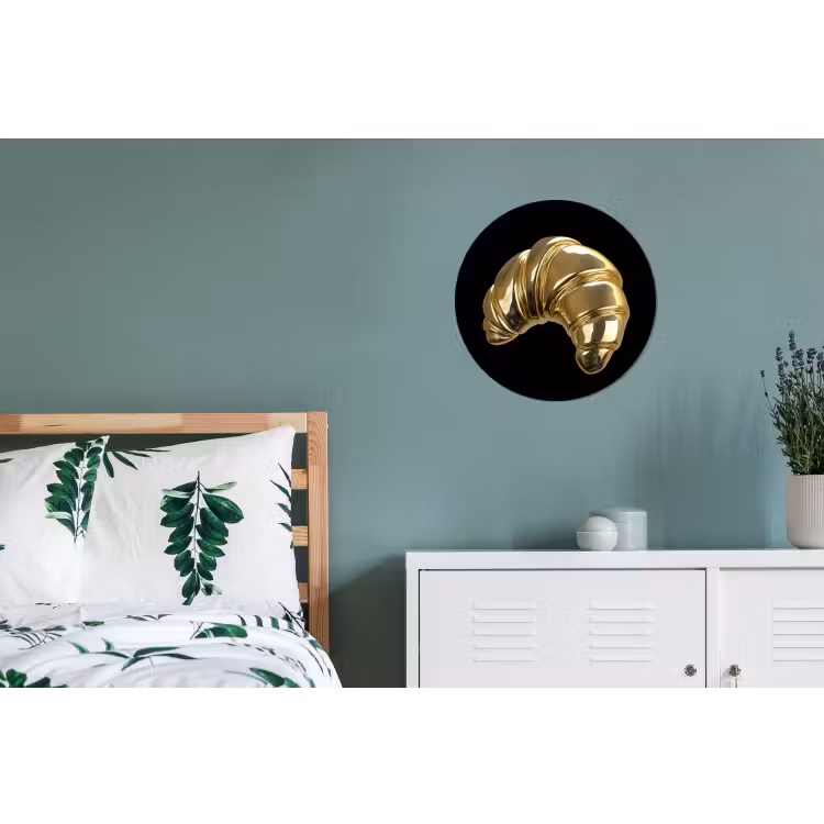 Croissant - Brood - Goud - Zwart Wandcirkel aluminium klein -slaapkamer