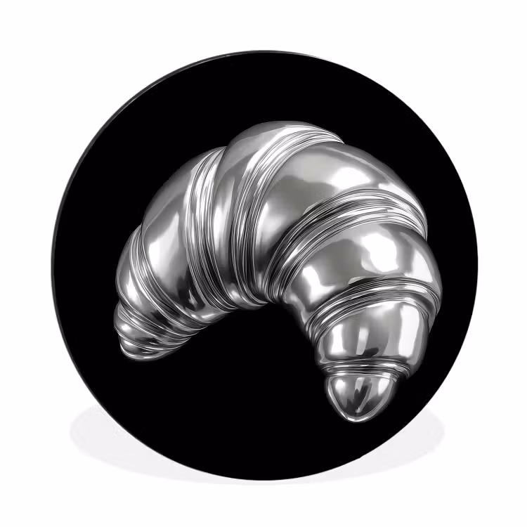 Croissant - Metaal - Zilver Wandcirkel aluminium klein -3d