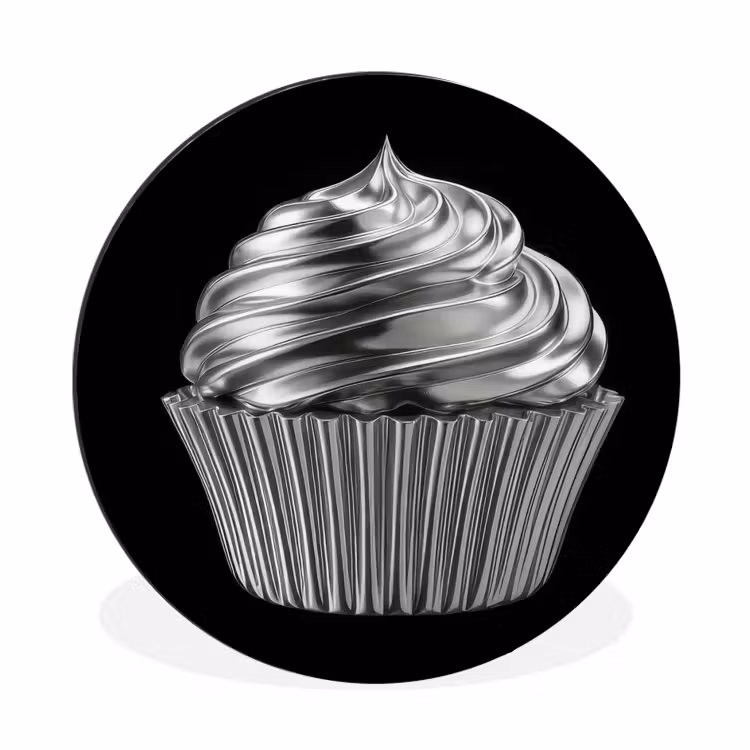 Cupcake - Luxueus - Zilver Wandcirkel aluminium klein -3d
