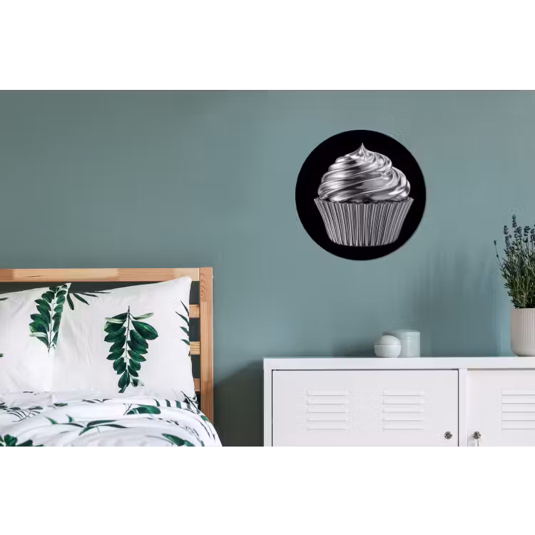 Cupcake - Luxueus - Zilver Wandcirkel aluminium klein -slaapkamer