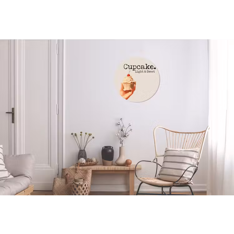 Cupcake - Zoet - Kers Wandcirkel aluminium klein -woonkamer