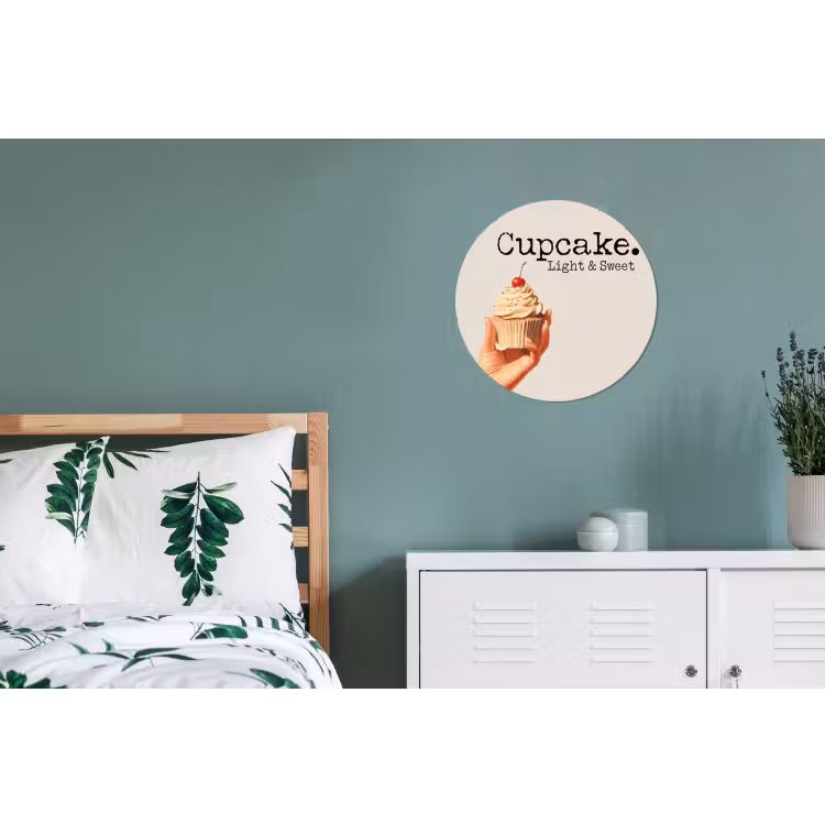 Cupcake - Zoet - Kers Wandcirkel aluminium klein -slaapkamer