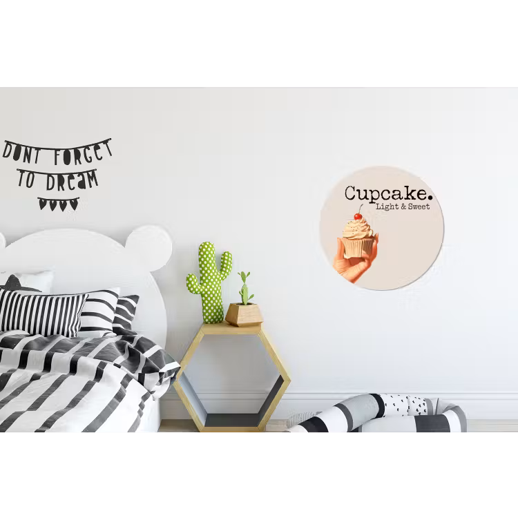 Cupcake - Zoet - Kers Wandcirkel aluminium klein -kinderkamer