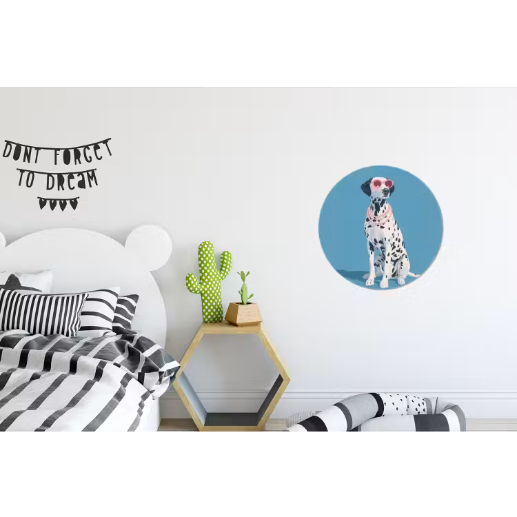 Dalmatiër - Zonnebril - Blauw Wandcirkel aluminium klein -kinderkamer