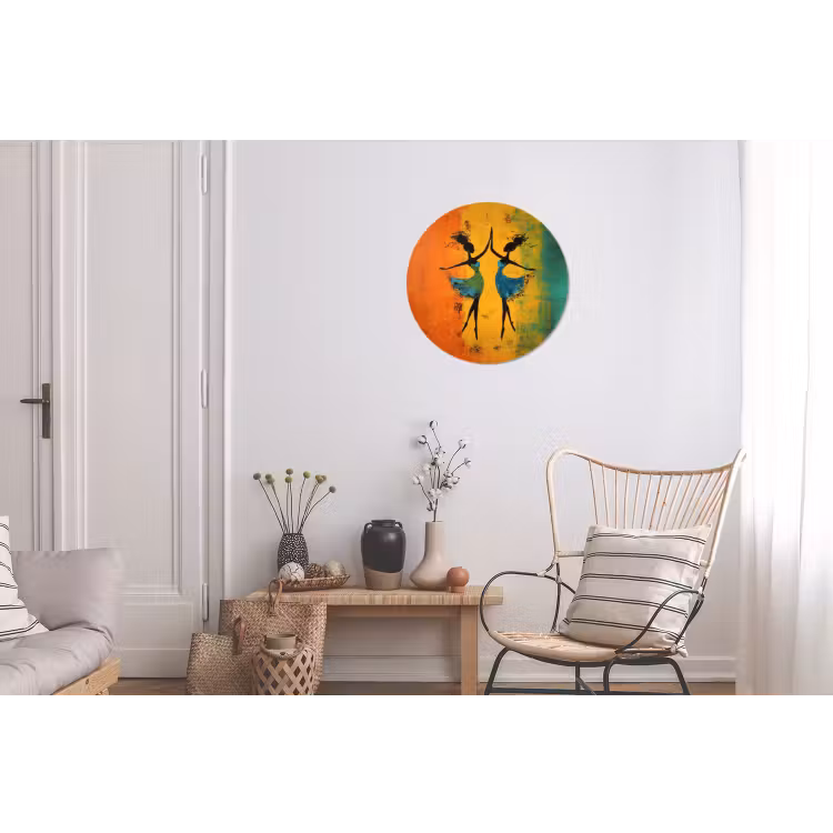 Dansen - Vrouwen - Verfstructuur Wandcirkel aluminium klein -woonkamer