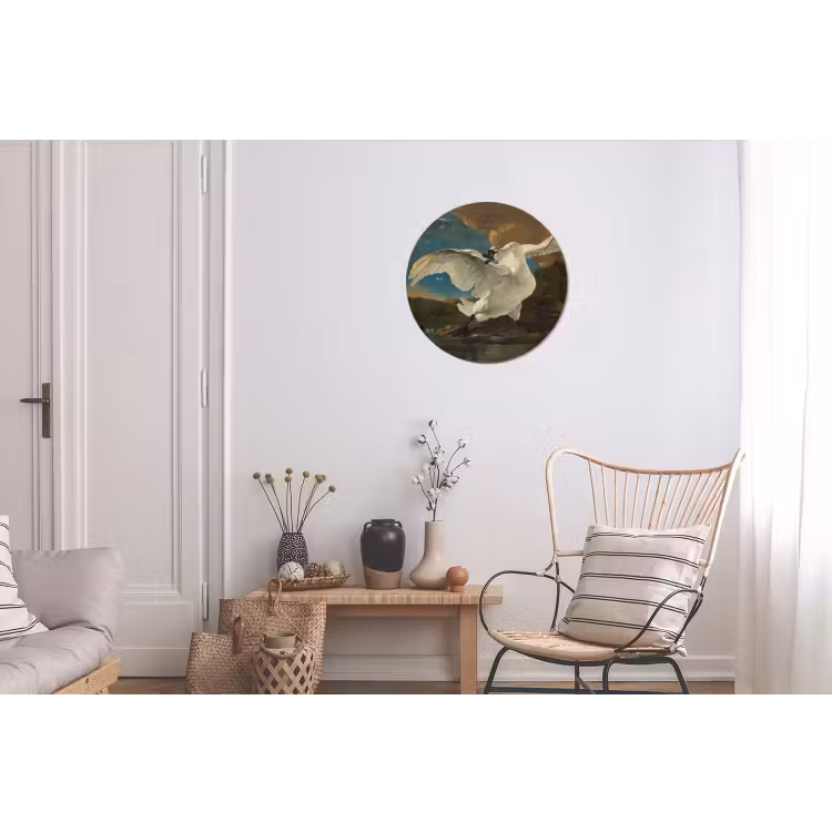 De bedreigde zwaan - Schilderij van Jan Asselijn Wandcirkel aluminium klein -woonkamer