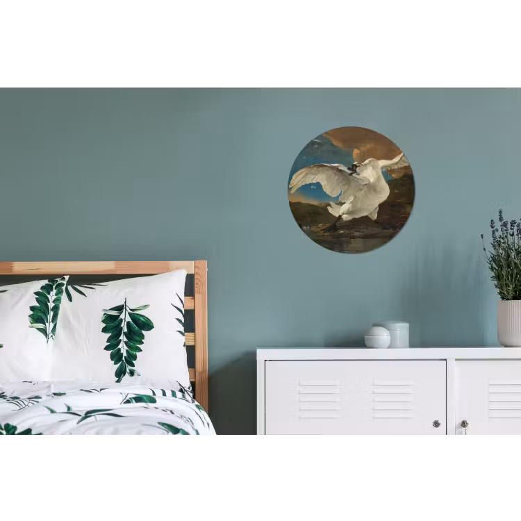 De bedreigde zwaan - Schilderij van Jan Asselijn Wandcirkel aluminium klein -slaapkamer