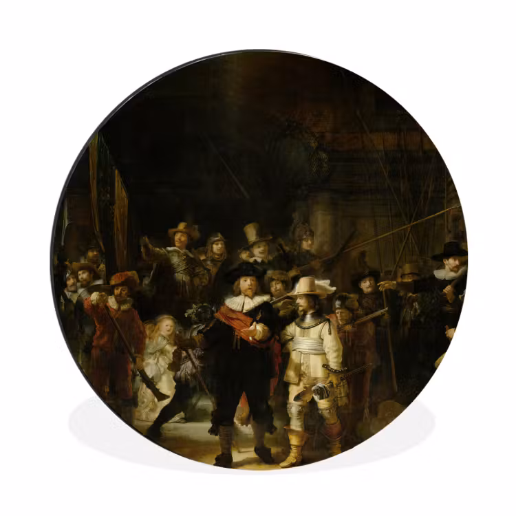 De nachtwacht - Kunst - Oude meesters - Rembrandt Wandcirkel aluminium klein -3d