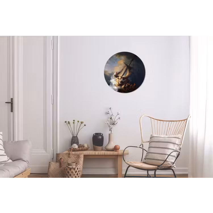 De storm op het meer van Galilea - Rembrandt van Rijn Wandcirkel aluminium klein -woonkamer