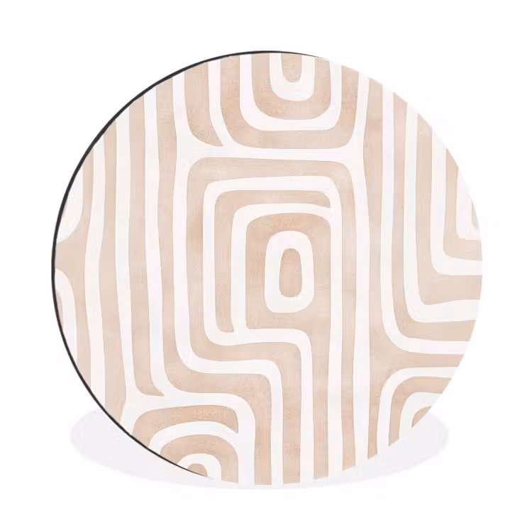 Decoratief - Labyrint - Beige Wandcirkel aluminium klein -3d