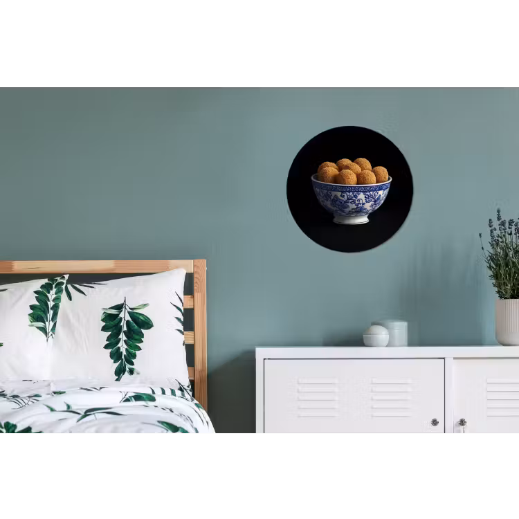 Delfts blauw - Bitterballen - Holland - Schaal Wandcirkel aluminium klein -slaapkamer