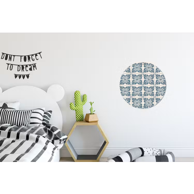 Dessin - Tegel - Blauw Wandcirkel aluminium klein 190 -kinderkamer