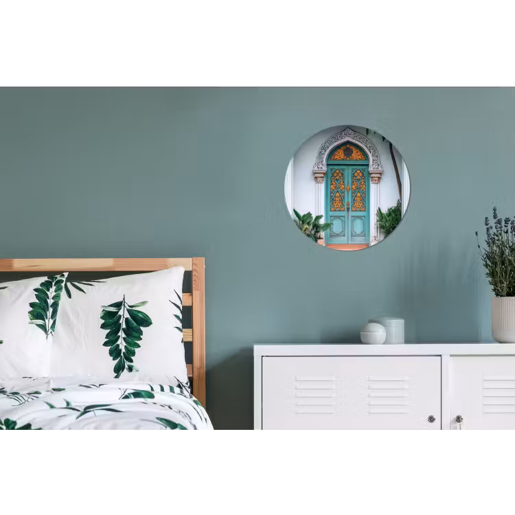 Deur - Patronen - Planten Wandcirkel aluminium klein -slaapkamer