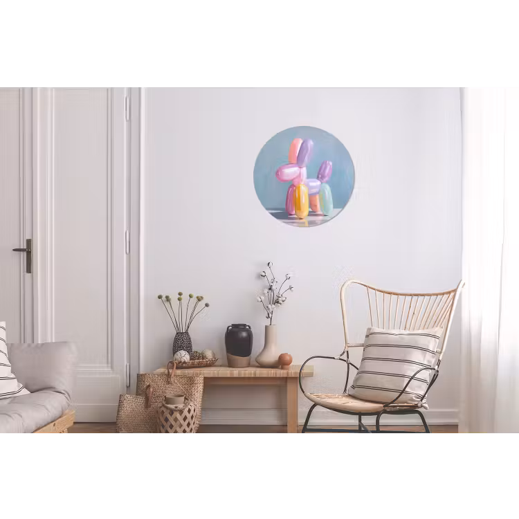 Dier - Ballon - Pasteltinten - Glanzend Wandcirkel aluminium klein -woonkamer